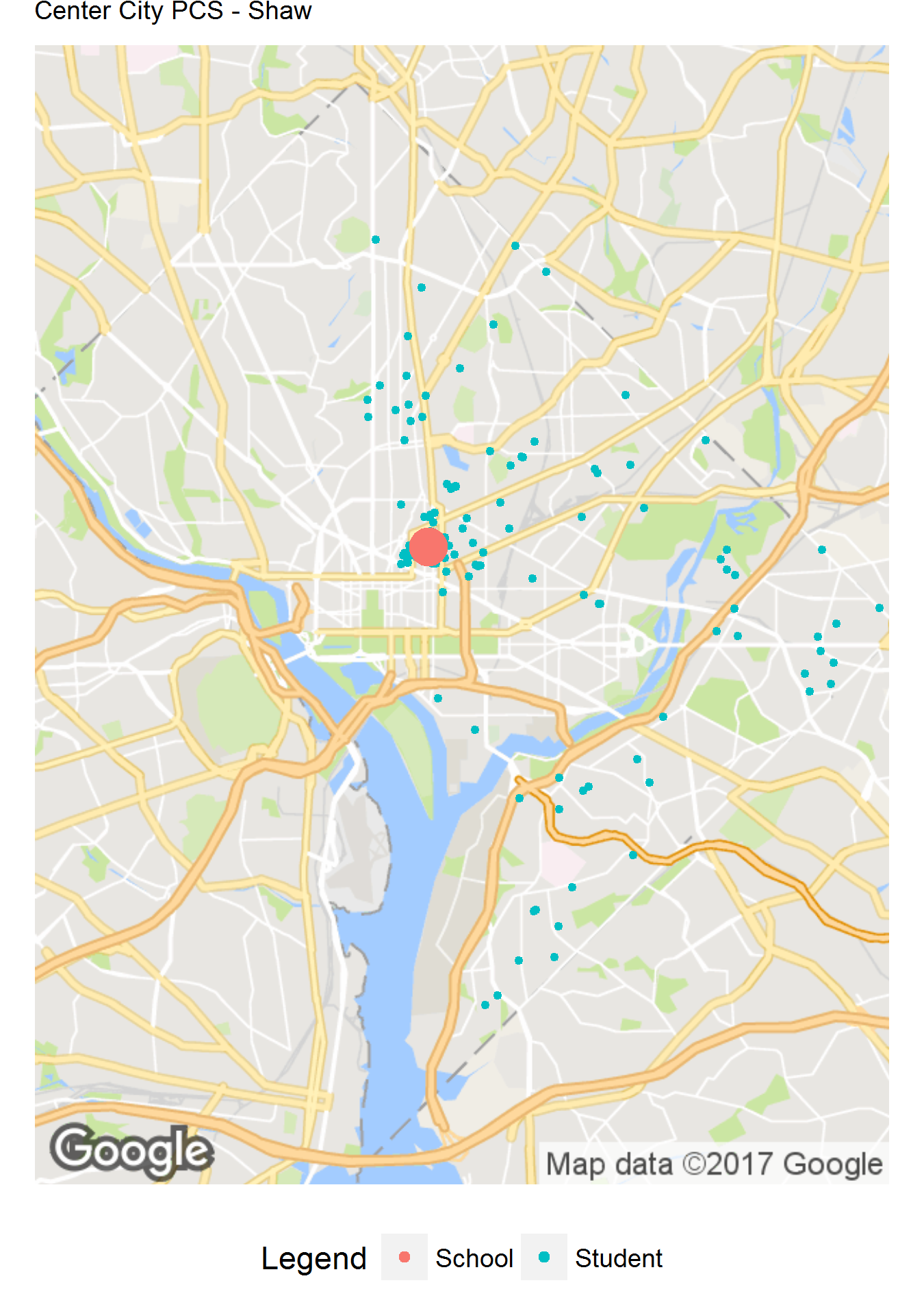 Center City PCS Shaw Student Location Map DC PCSB